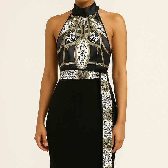 LE CHATEAU -  Black and Gold Midi Dress - SIZE XXS - Picture 1 of 12